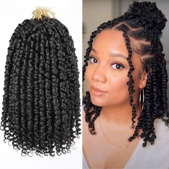 Other - 10 Inch 8 Packs Pret wisted Passion Twist Crochet Hair Natural Black Pre-looped